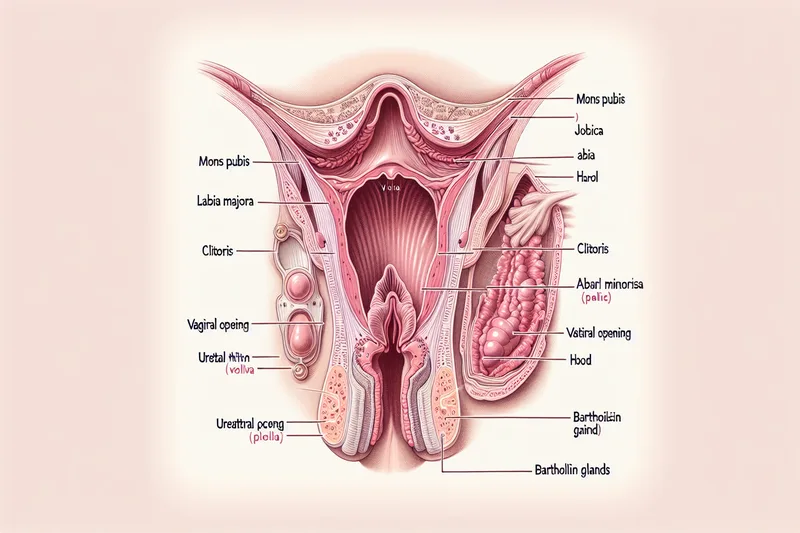 Anatomie complète de la vulve montrant les différentes zones de stimulation clitoridienne