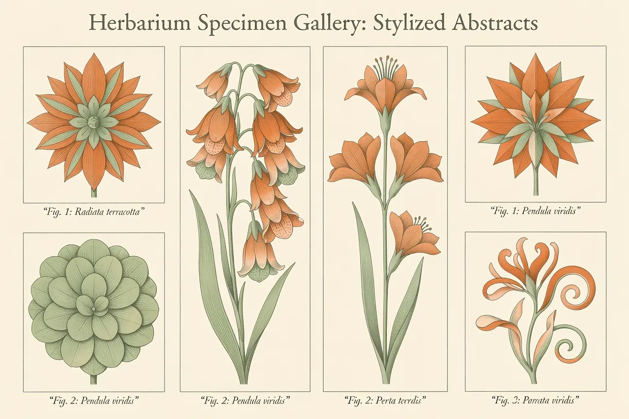 Galerie de la diversité morphologique - planche botanique éditoriale