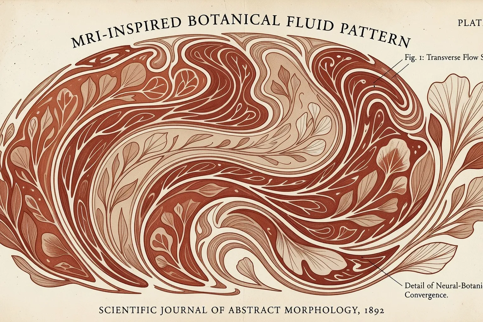 Illustration scientifique moderne abstraite en style vintage, terracotta — motif inspiré IRM