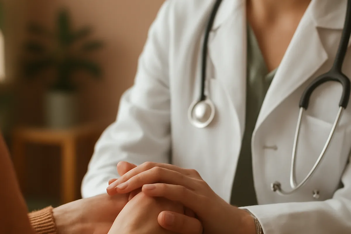 Consultation médicale bienveillante entre une gynécologue et une patiente adulte