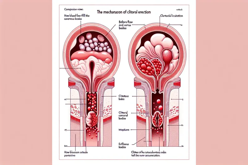 Sch&eacute;ma de l'&eacute;rection clitoridienne montrant les bulbes vestibulaires entourant le canal vaginal pendant l'excitation