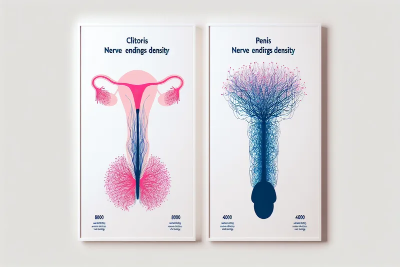 Comparaison des terminaisons nerveuses entre le clitoris (8 000) et le p&eacute;nis (4 000 &agrave; 5 000) - infographie &eacute;ducative
